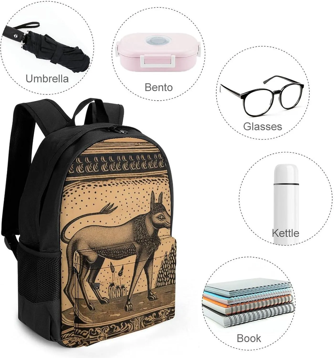 Woodcut Style Animals Laptop Backpacks for Women Travel Backpack Casual Daypack Hiking Backpack Business Backpack