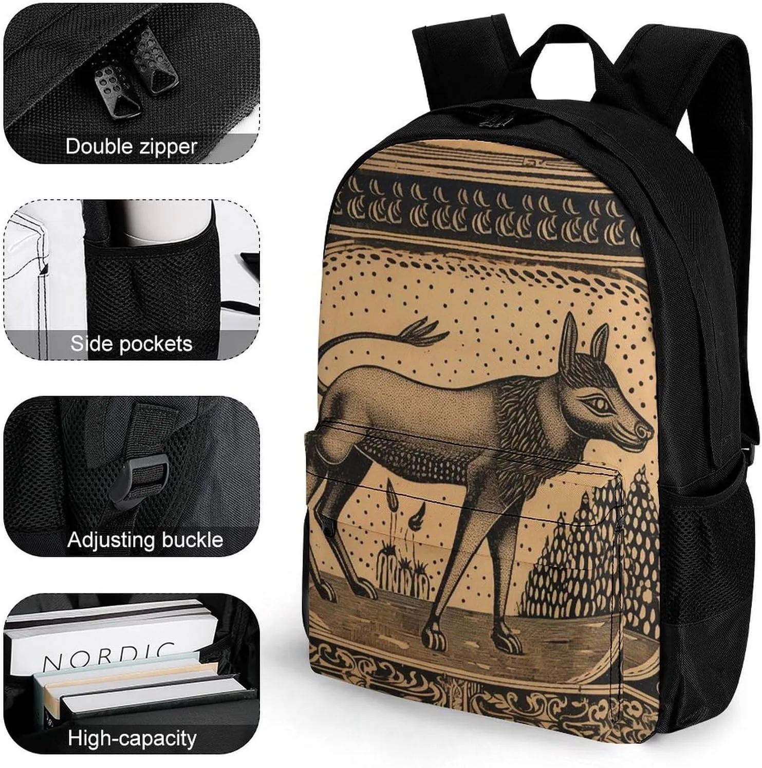 Woodcut Style Animals Laptop Backpacks for Women Travel Backpack Casual Daypack Hiking Backpack Business Backpack