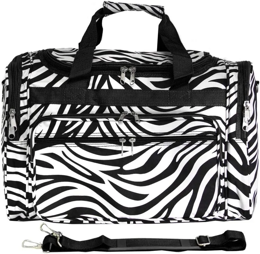 World Traveler Zebra 22" Carry-On Duffel Bag – Lightweight, Durable Polyester with Adjustable Shoulder Strap
