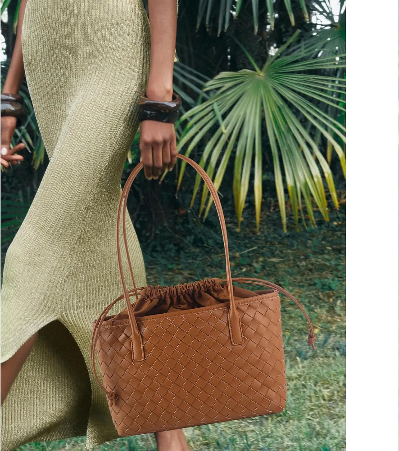 Woven handbags for women Vegan Leather Shoulder Handbags - Fashion Summer Beach Tote Bags - Large Travel Totes