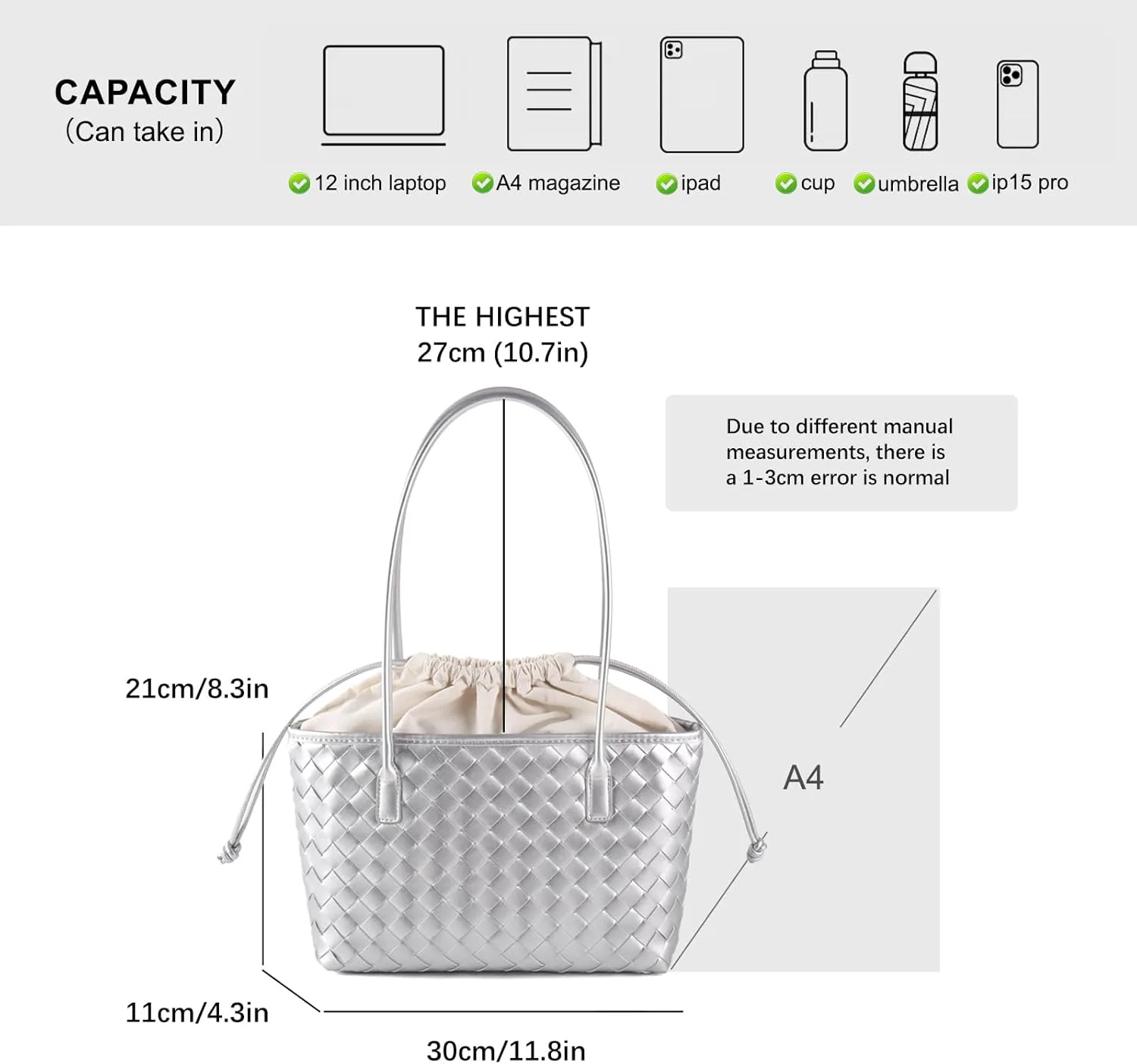 Woven handbags for women Vegan Leather Shoulder Handbags - Fashion Summer Beach Tote Bags - Large Travel Totes