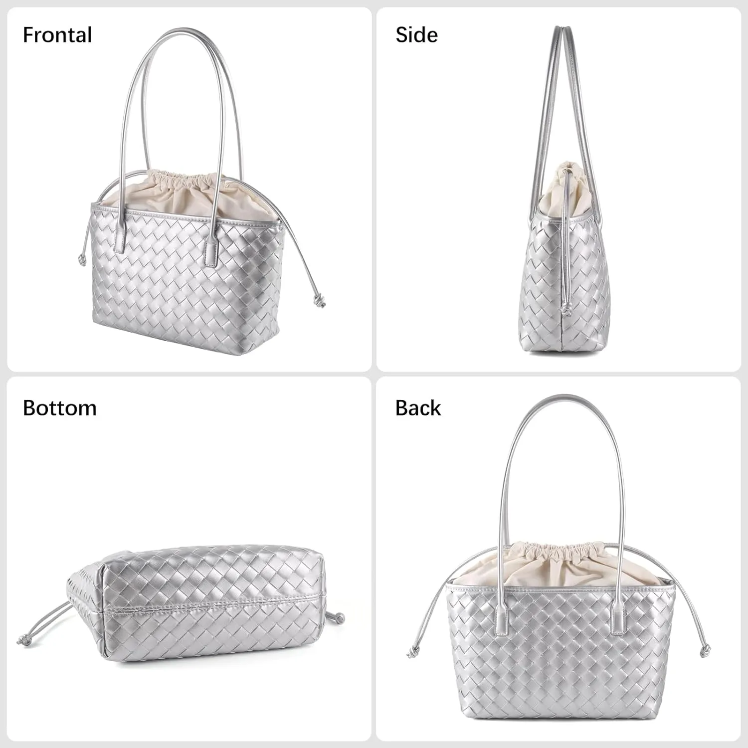 Woven handbags for women Vegan Leather Shoulder Handbags - Fashion Summer Beach Tote Bags - Large Travel Totes