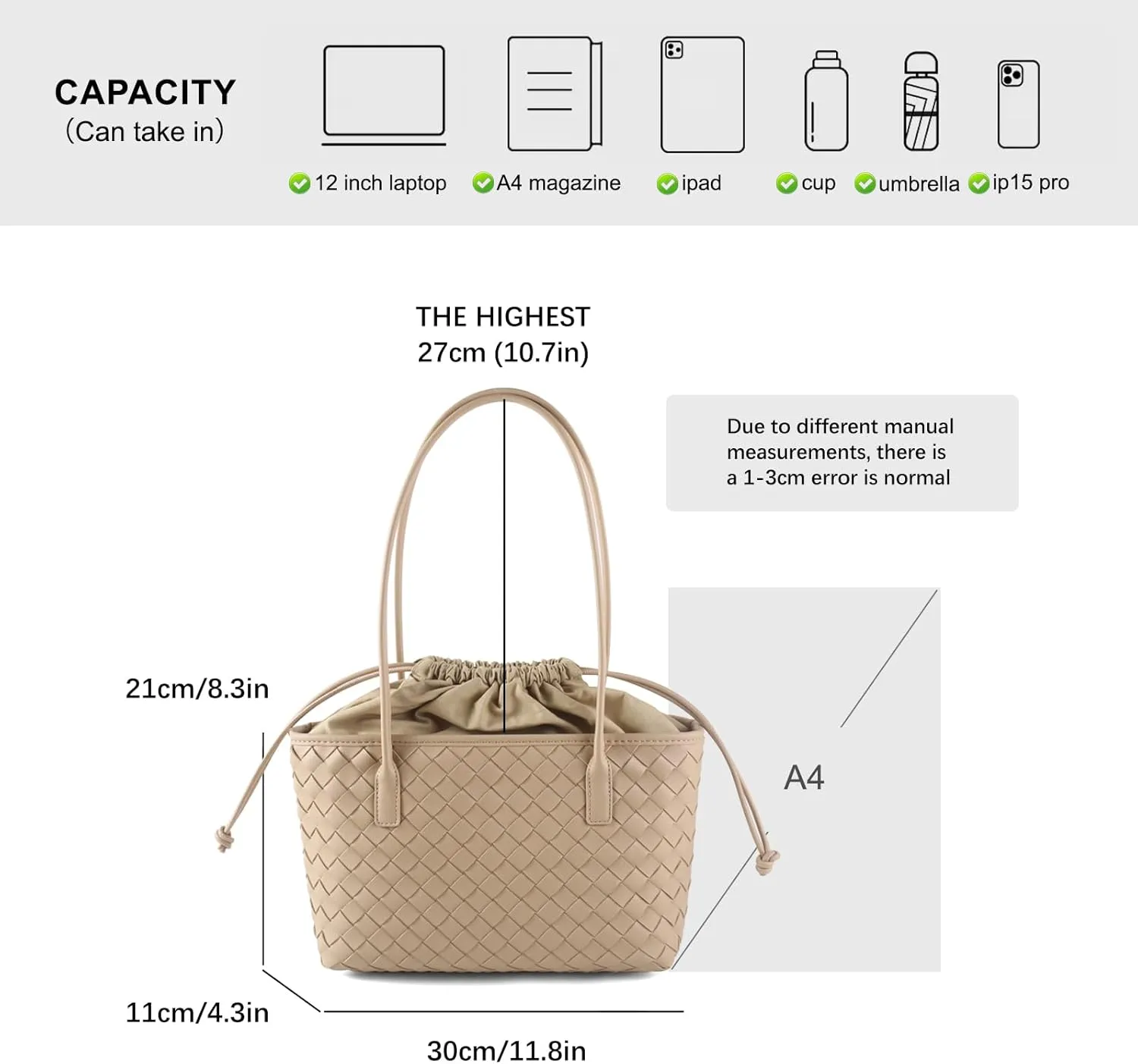 Woven handbags for women Vegan Leather Shoulder Handbags - Fashion Summer Beach Tote Bags - Large Travel Totes
