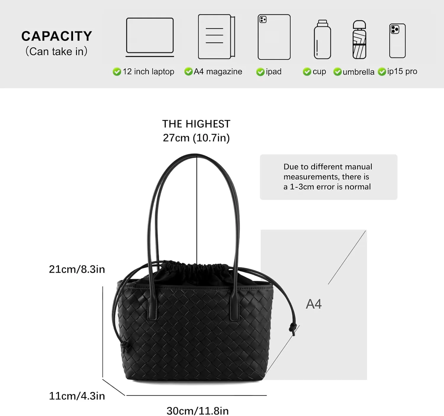 Woven handbags for women Vegan Leather Shoulder Handbags - Fashion Summer Beach Tote Bags - Large Travel Totes