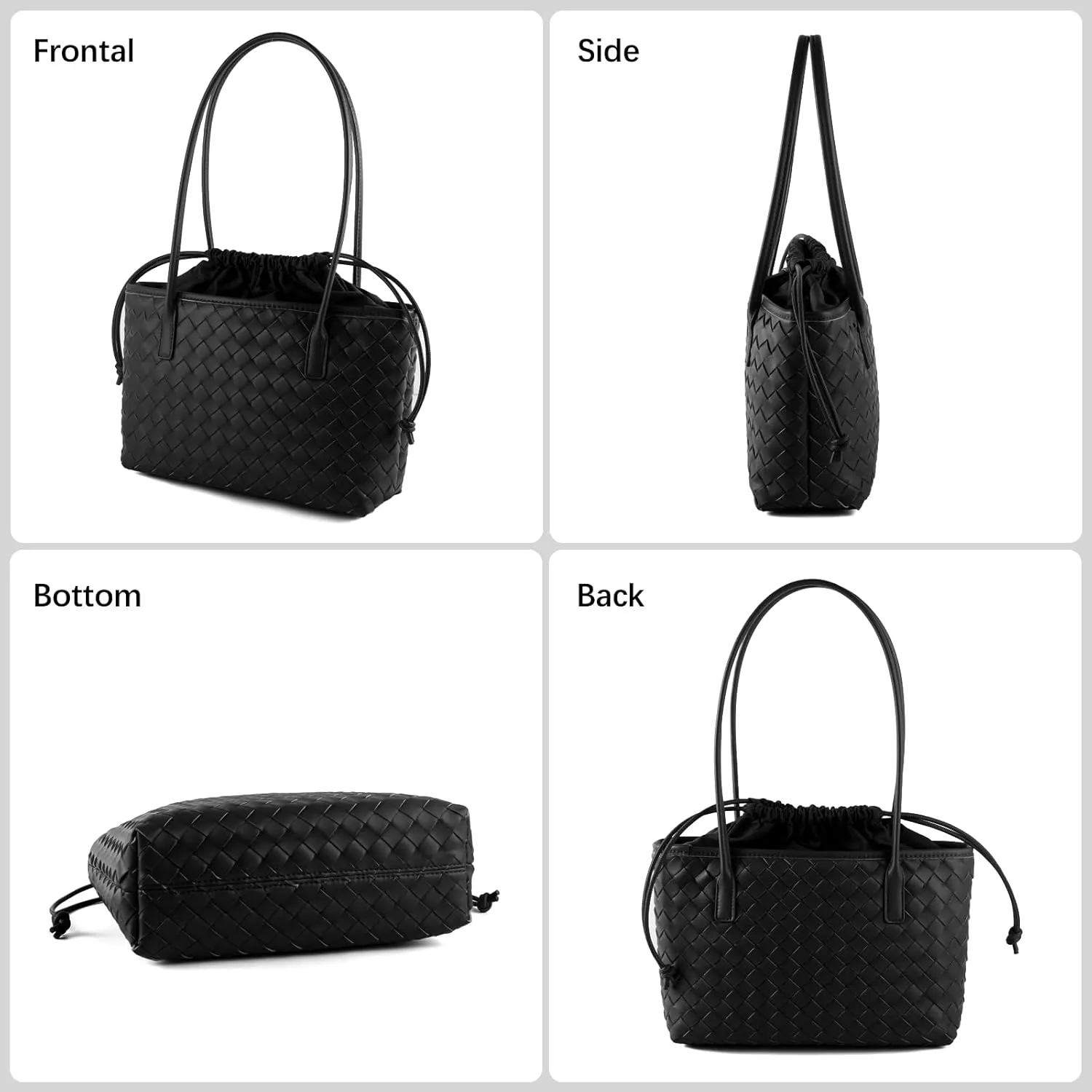 Woven handbags for women Vegan Leather Shoulder Handbags - Fashion Summer Beach Tote Bags - Large Travel Totes