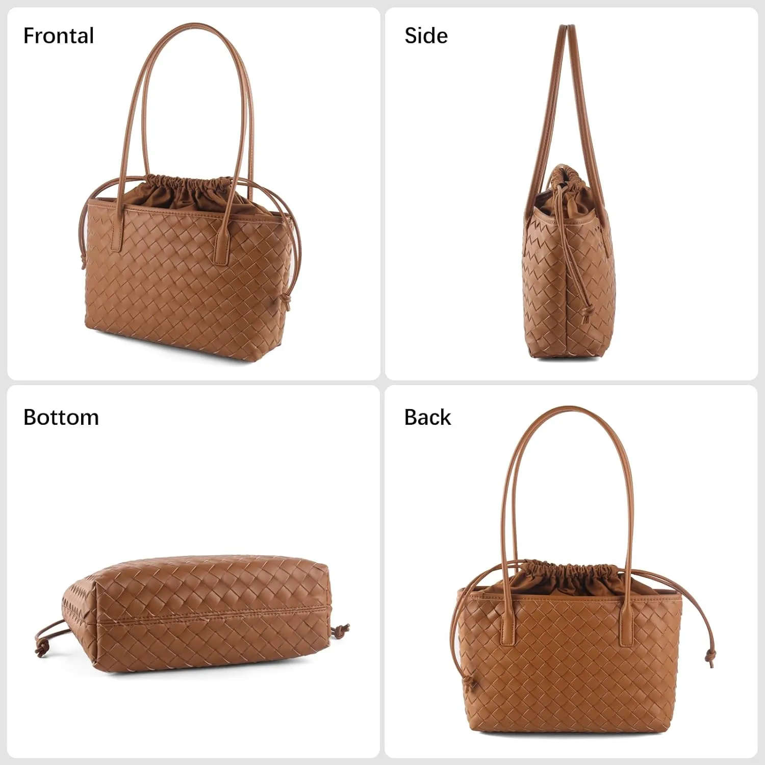 Woven handbags for women Vegan Leather Shoulder Handbags - Fashion Summer Beach Tote Bags - Large Travel Totes