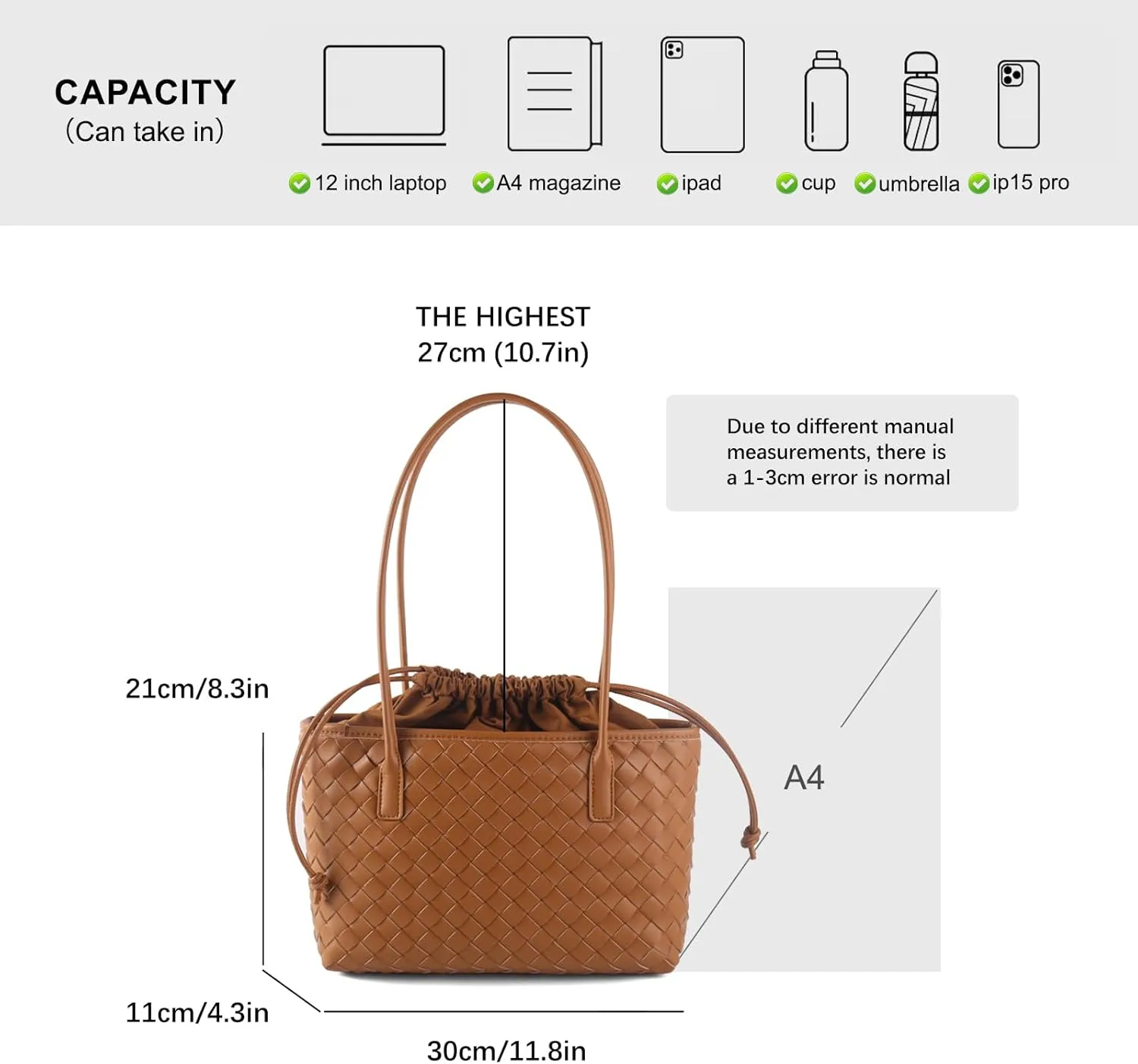 Woven handbags for women Vegan Leather Shoulder Handbags - Fashion Summer Beach Tote Bags - Large Travel Totes