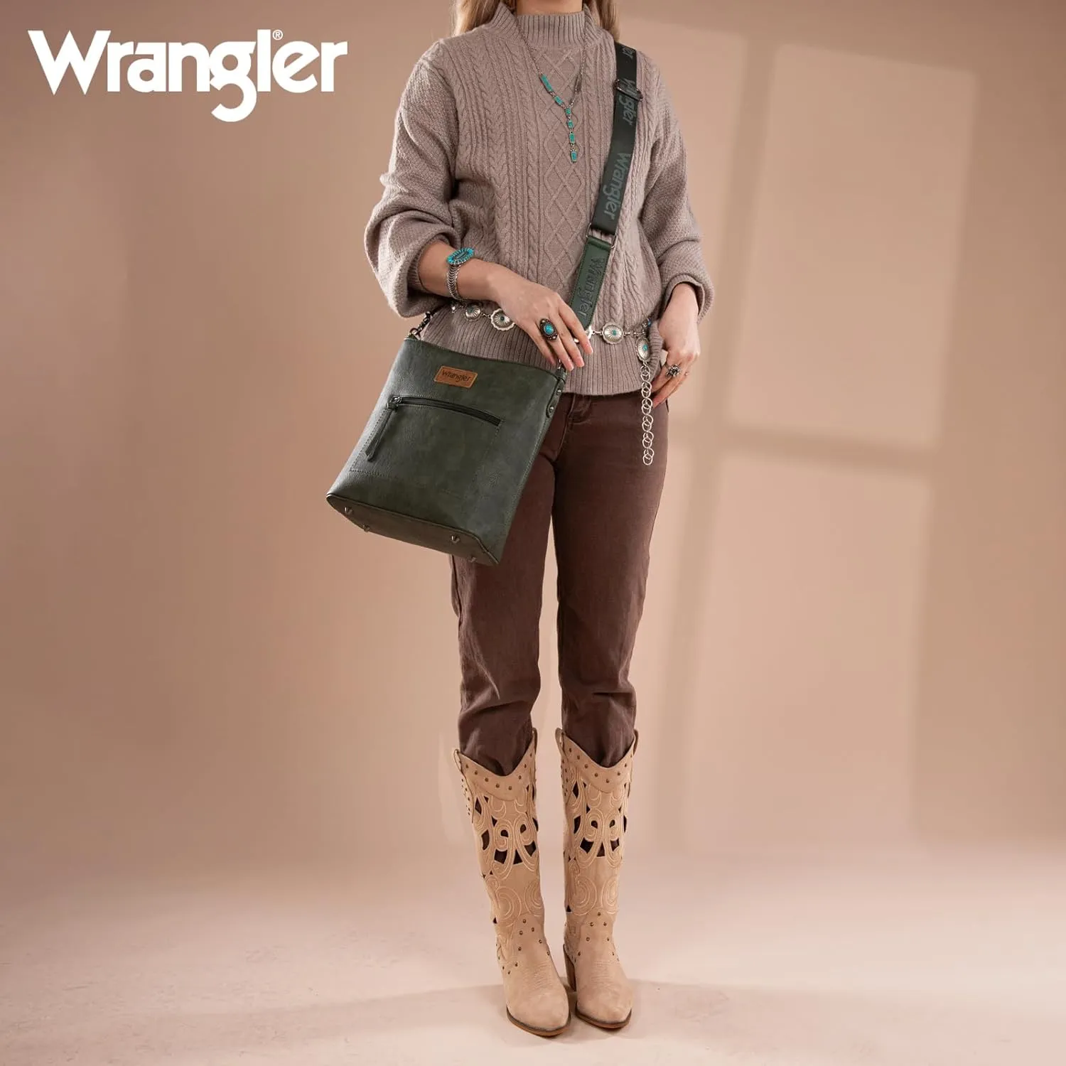 Wrangler Crossbody Bags for Women Lightweight Handbags and Purses Travel Shoulder Purse