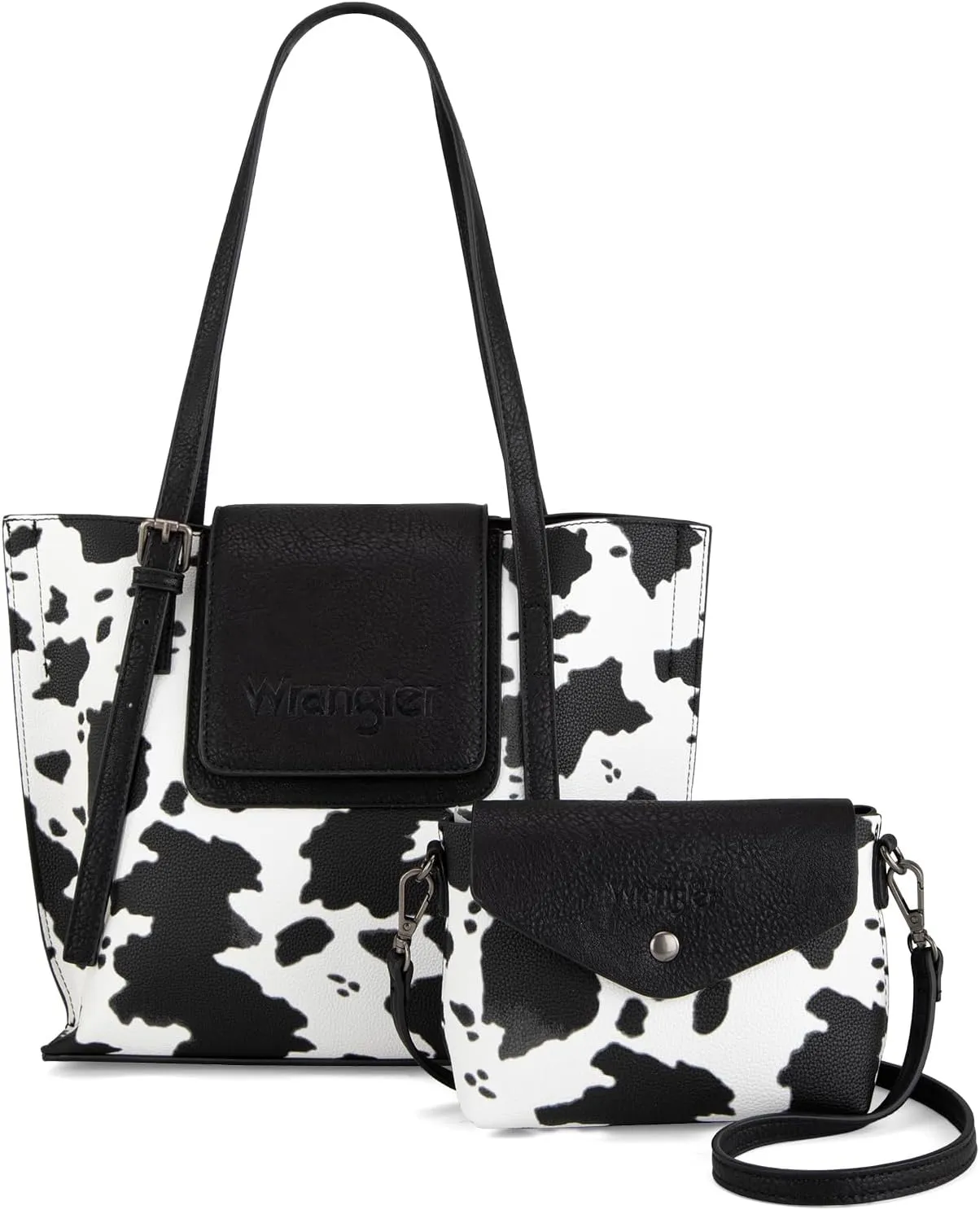 Wrangler Tote Handbags for Women Vegan Leather Shoulder Tote Purse with Small Crossbody Bag