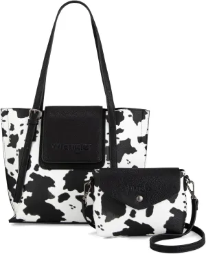 Wrangler Tote Handbags for Women Vegan Leather Shoulder Tote Purse with Small Crossbody Bag