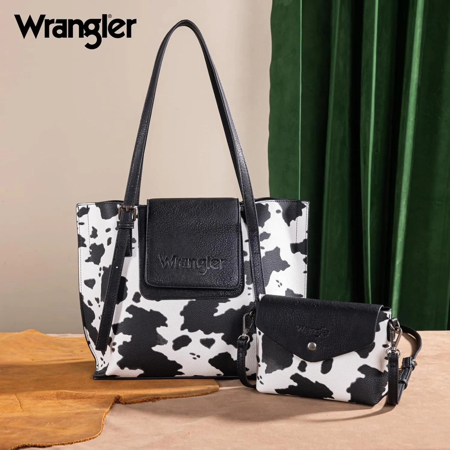 Wrangler Tote Handbags for Women Vegan Leather Shoulder Tote Purse with Small Crossbody Bag