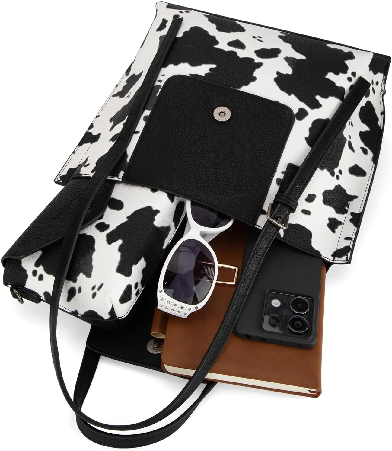Wrangler Tote Handbags for Women Vegan Leather Shoulder Tote Purse with Small Crossbody Bag