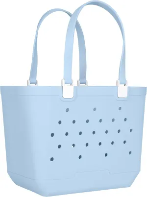 X-Large Beach Rubber Tote Bag Washable Travel Waterproof Sandproof Durable Modern Sports Handbag Groceries Pool (Carorina Blue, X-Large)