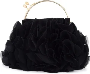 Yokawe Floral Clutch Purses for Women Satin Flower Evening Bag Party Prom Handbags