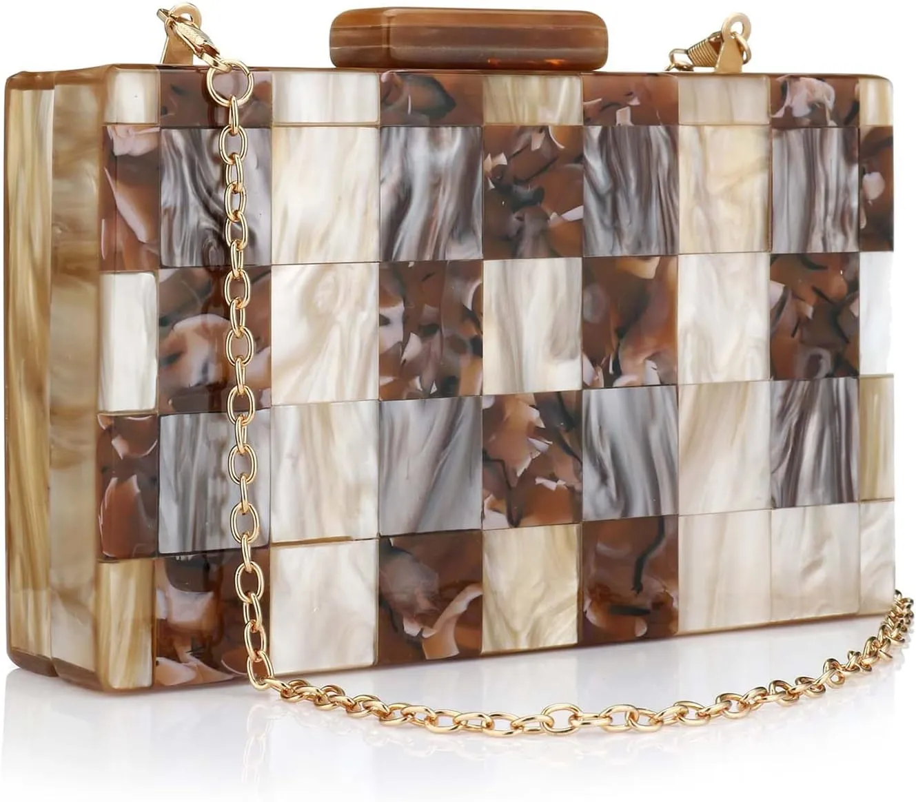 YYW Acrylic Purses and Handbags with Marbling for Women Elegant Banquet Evening Crossbody Handbag Box Clutch