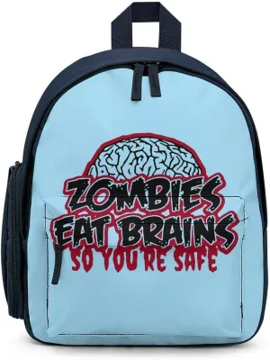 Zombies Eat Brains Simple Backpack Lightweight Cute Printing Shoulder Bag Family Travel Blue-style