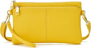 ZOOEASS Triple Zip Small Crossbody Bag Lightweight Purses Vegan Leather Wristlet Clutch, Includes Adjustable Shoulder